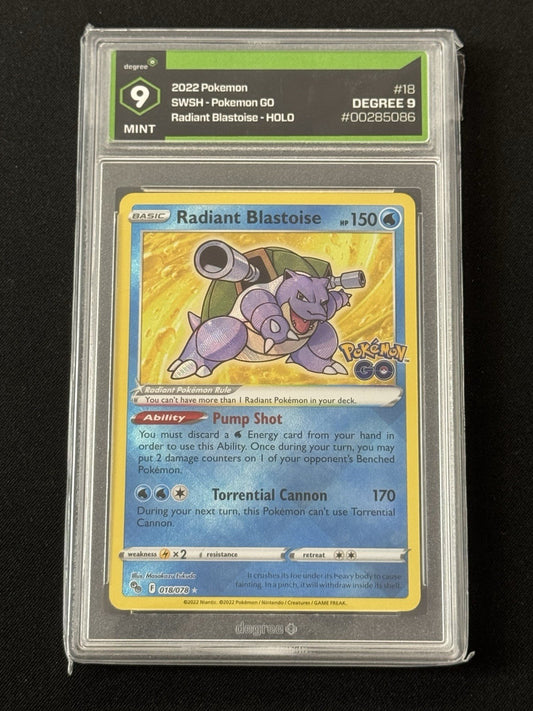 PSA 9 Radiant Blastoise Pokemon Go Mint Holo Rare