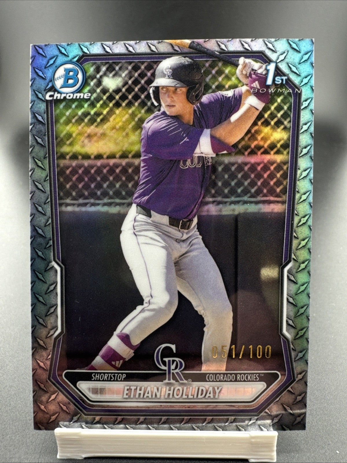 2026 Bowman 1st Ethan Holliday Steel Metal Refractor /100 Colorado Rockies #BCP1
