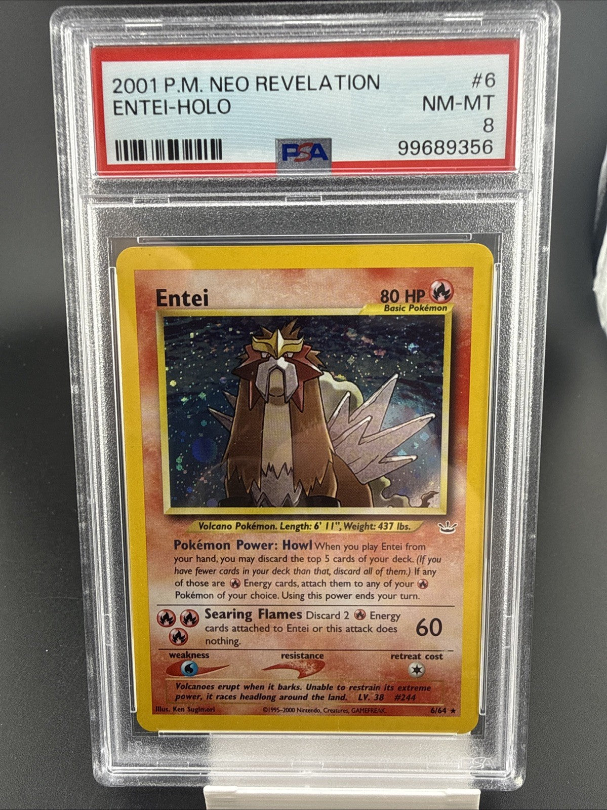 Entei Holo Rare #6 2001 Pokemon TCG Neo Revelation PSA 8 Near Mint 6/64