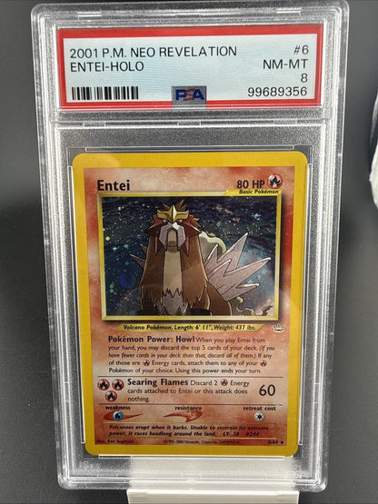 Entei Holo Rare #6 2001 Pokemon TCG Neo Revelation PSA 8 Near Mint 6/64