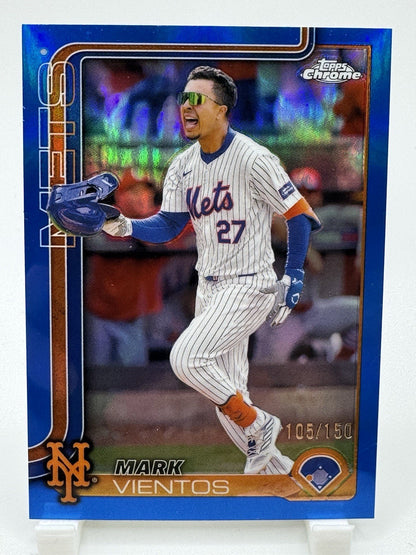 2025 Topps Chrome Baseball MARK VIENTOS Blue Refractor /150 #129 NY Mets