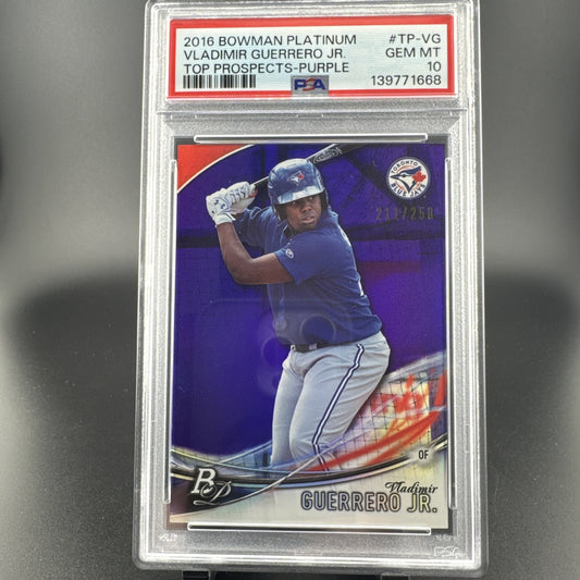 2016 Bowman Platinum Purple Refractor 211/250 Vladimir Guerrero Jr  RC PSA 10