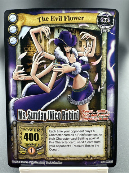 Bandai One Piece CCG Card Ms Sunday Nico Robin The Evil Flower SR Silver Letters