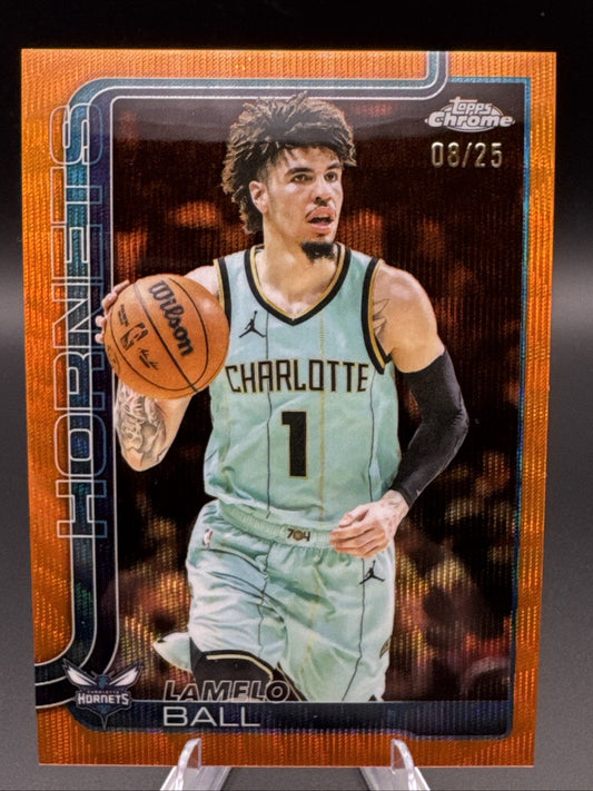 2025 Topps Chrome LaMelo Ball Orange Pulsar /25 #39 Charlotte Hornets SSP NBA