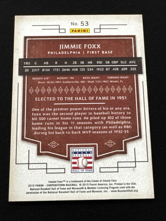 2015 Panini Cooperstown Blue #53 Jimmie Fox Philadelphia 1/1 One Of One