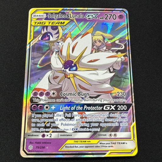 Pokémon TCG Solgaleo & Lunala GX Holo Card 75/236 Sun & Moon Cosmic Eclipse