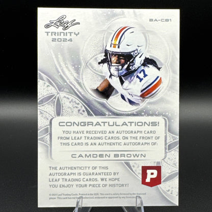 2024 Camden Brown Leaf Trinity Autograph # BA-CB1 Auburn Tigers
