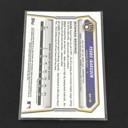 2026 Bowman 1st Pedro Ibarguen 89/199 Fuchsia Wave #BCP-140 BREWERS