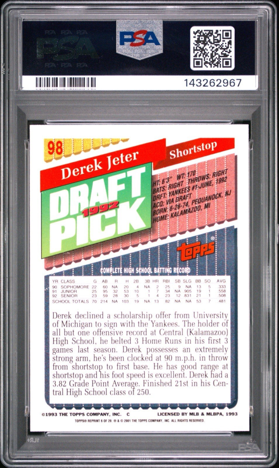 2001 Topps Archives - Future Rookie Reprints Derek Jeter #6