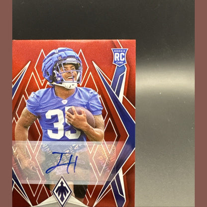 Jarquez Hunter 2025 Panini Phoenix Football RC Rookie Auto Red #232 48/99