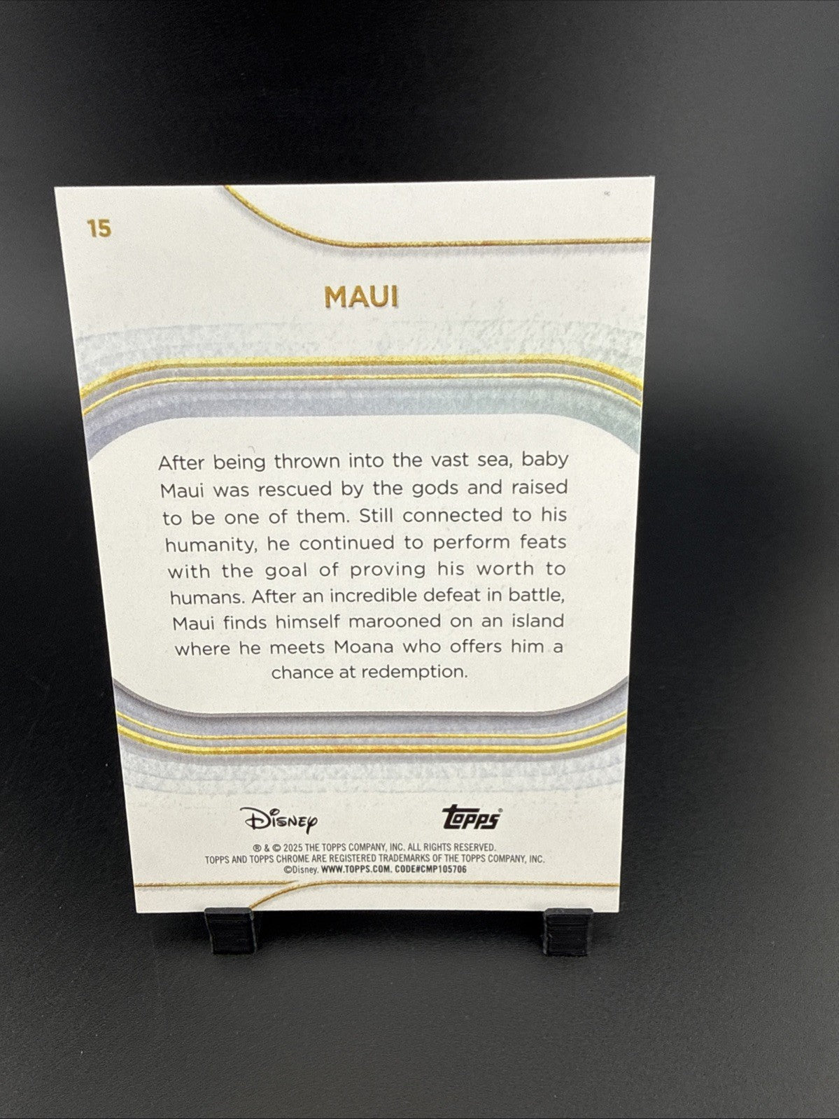 2025 Topps Chrome Disney Sapphire #15 Maui Orange Refractor /25 Moana