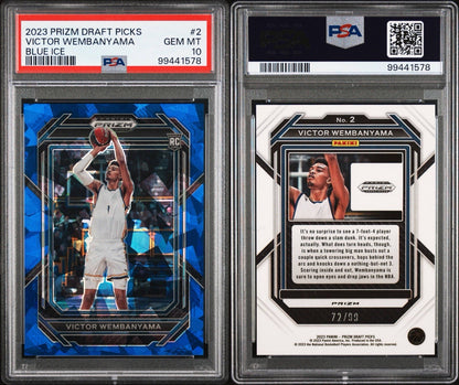 2023-24 Panini Prizm Draft Picks - Victor Wembanyama #2 Blue Ice Prizm /99 (RC)