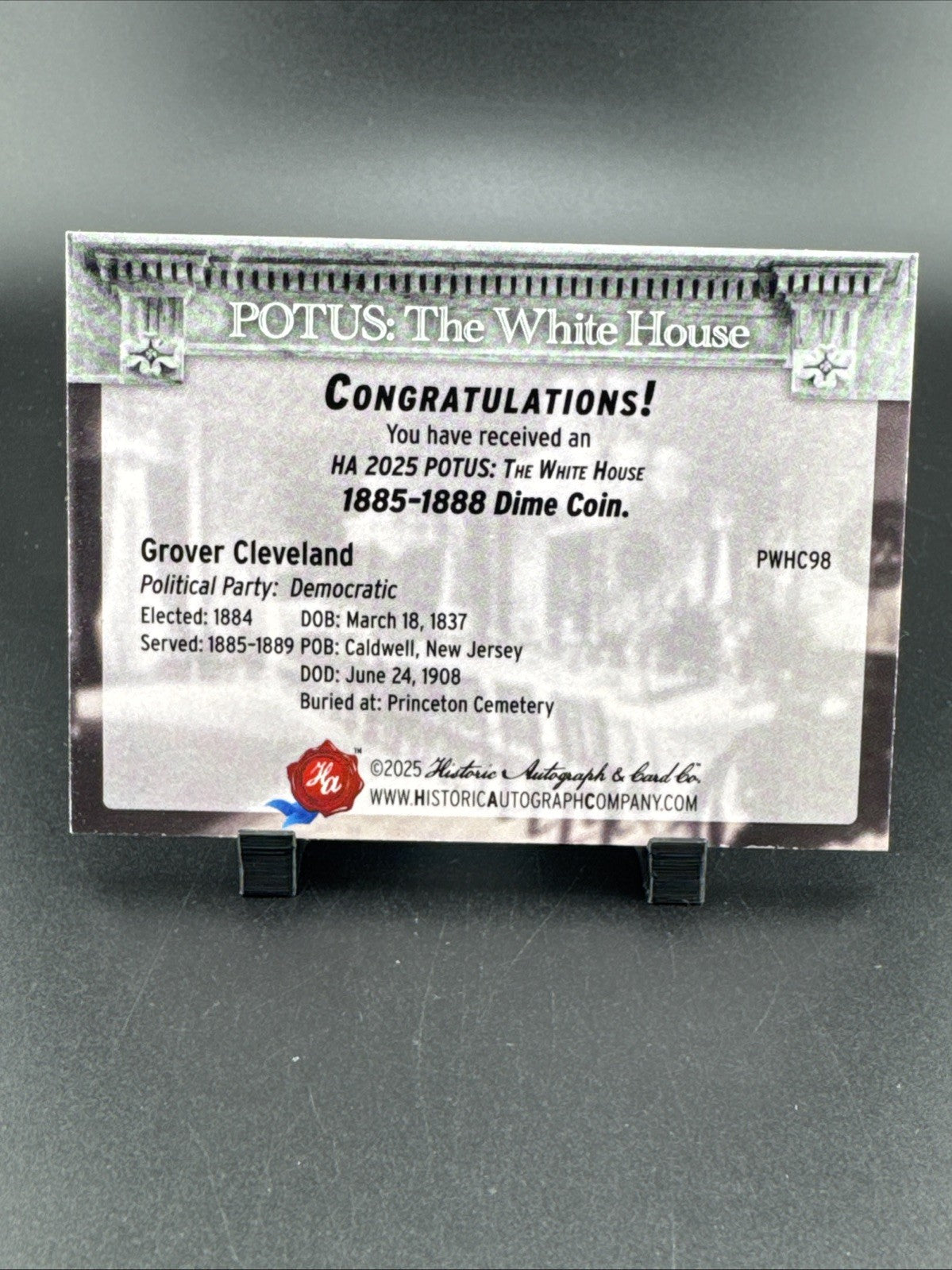 POTUS: The White House Grover Cleveland 1887 Nickel Coin Relic Card