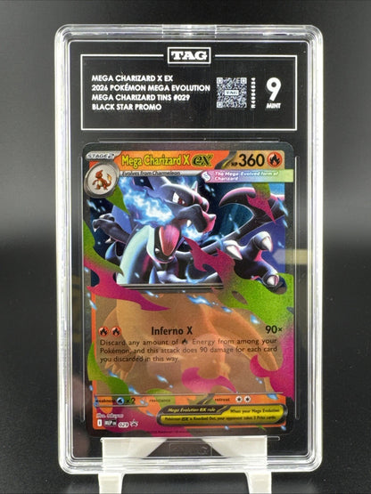 2026 Pokemon Mega Charizard X ex 029 Me: Mega Evolution Promo Holo TAG 9
