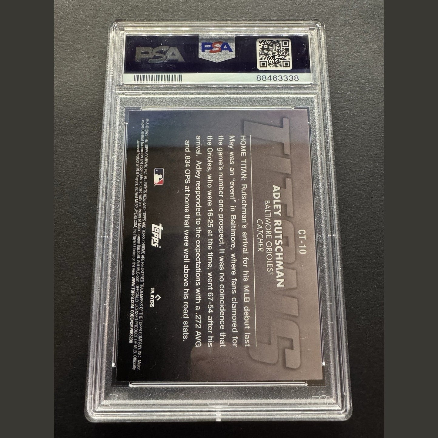 2023 TOPPS CHROME TOPPS CHROME TITANS CT10 ADLEY RUTSCHMAN ROOKIE CARD RC PSA 10