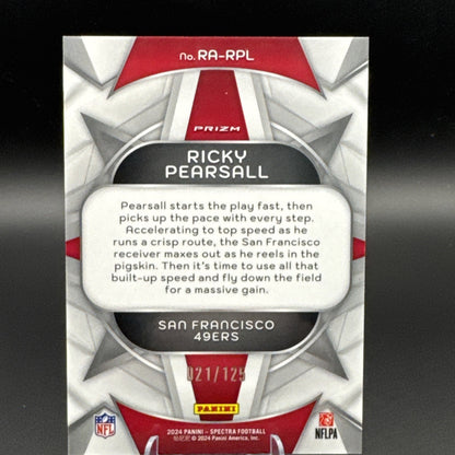 Ricky Pearsall 2024 Panini Spectra Rookie Aura Prizm 21/125 SF 49ers #RA-RPL