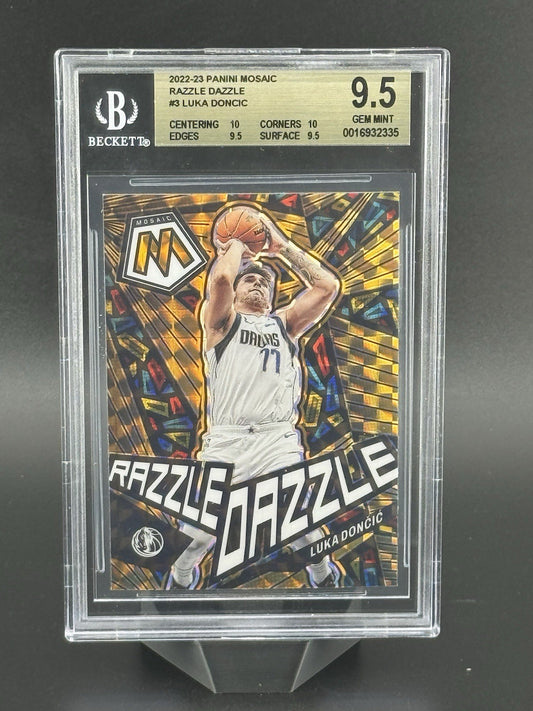 2022 Mosaic Luka Doncic Dallas Mavericks Razzle Dazzle Case Hit #3 BGS 9.5