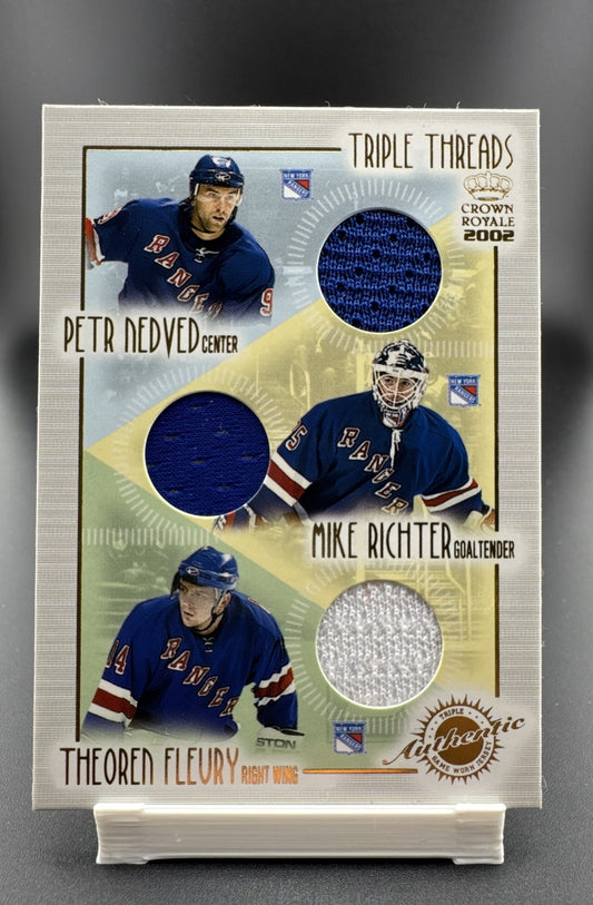 2001-02 Pacific Crown Royale - Triple Threads Mike Richter, Theoren Fleury, Petr
