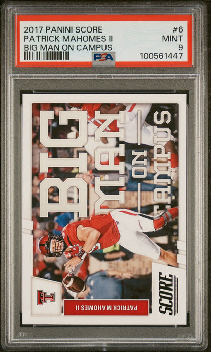 2017 Score - Big Man on Campus Patrick Mahomes II #6 (RC) PSA 9