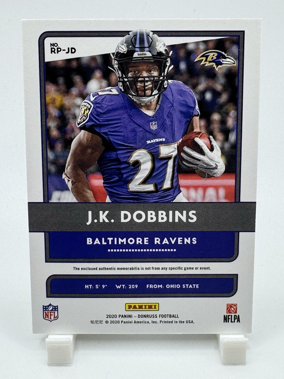 2020 Donruss #RP-JD J.K. Dobbins Phenoms Patch RC Ravens