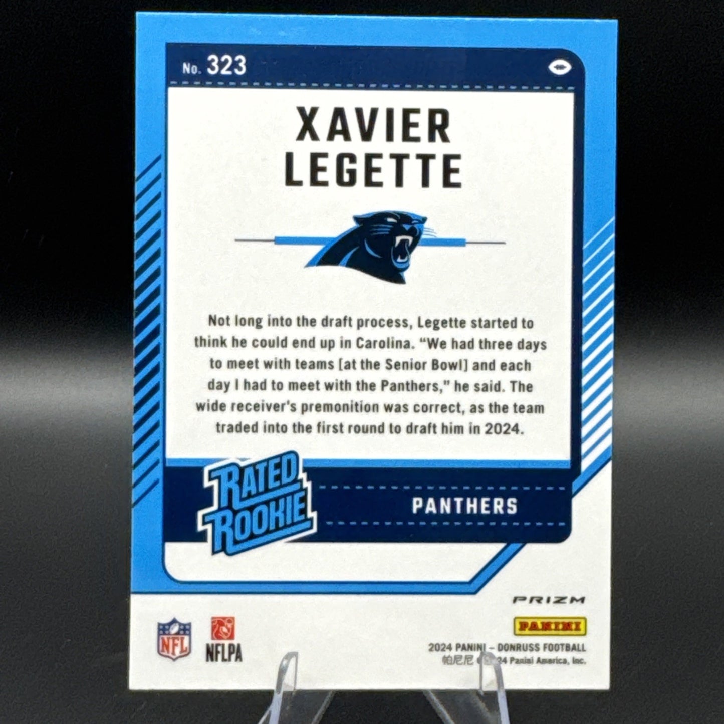 2024 Panini Donruss Rated Rookie Optic Preview Pink Prizm #323 Xavier Legette RC