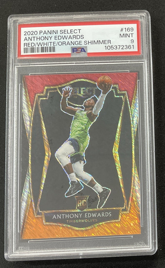 2020 Panini Select PSA 9 Anthony Edwards RC red/white/orange shimmer #169 WOLVES