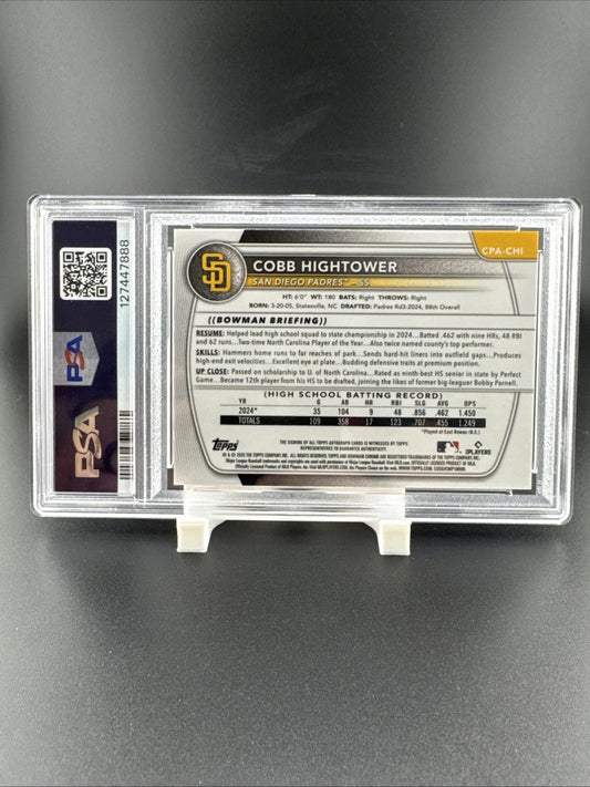 2025 Bowman Cobb Hightower CHR Pros Auto Orange Wave 6/25 PSA 9 #CPACHI