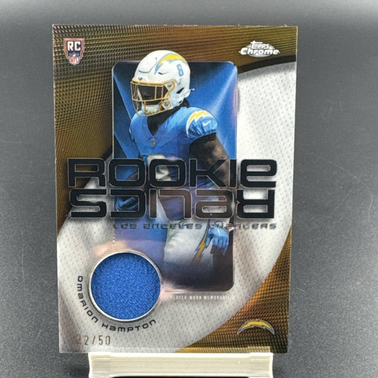 NEW!! 2025 Topps Chrome Football Omarion Hampton Rookie Relics GOLD/50