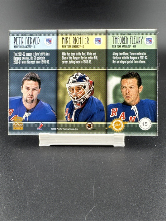 2001-02 Pacific Crown Royale - Triple Threads Mike Richter, Theoren Fleury, Petr