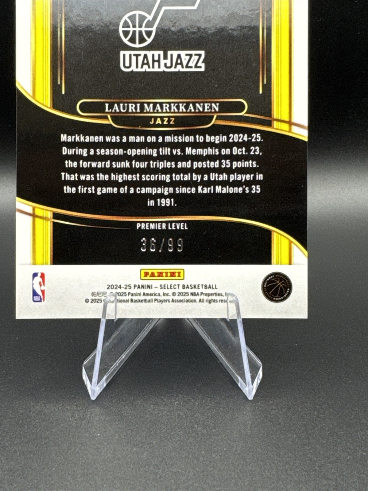 2024-25 Panini Select Lauri Markkanen #136 Premier Level White Prizm 36/99