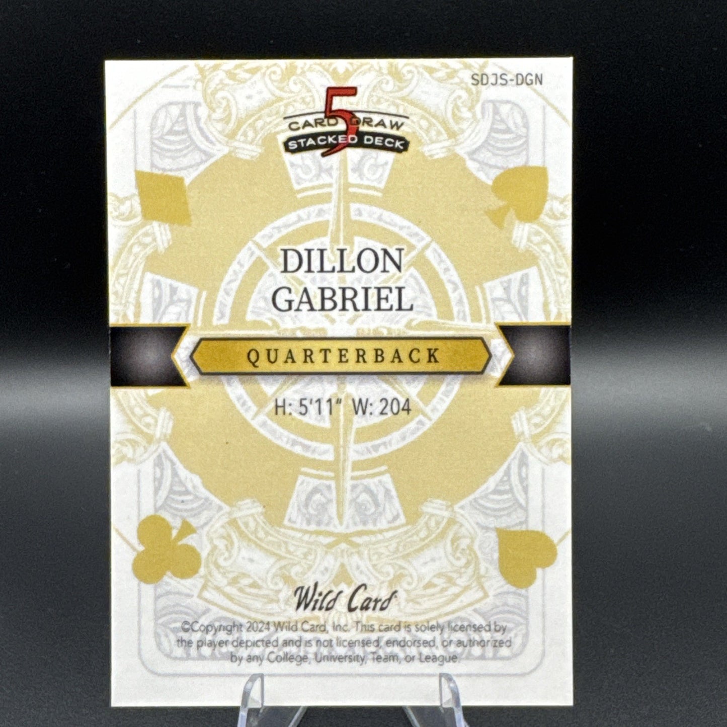 Wild Card 5 Card Draw Dillon Gabriel 1/1 PRC #SDJA-DGN