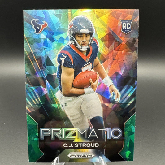 2023 Panini Prizm Prizmatic Green Cracked Ice #6 C.J. Stroud RC Rookie Texans