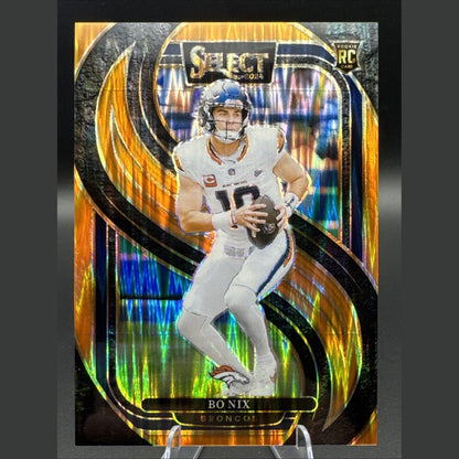 2024 Panini Select Premier Level Bo Nix #117 Orange Shock Prizm /399 (RC)
