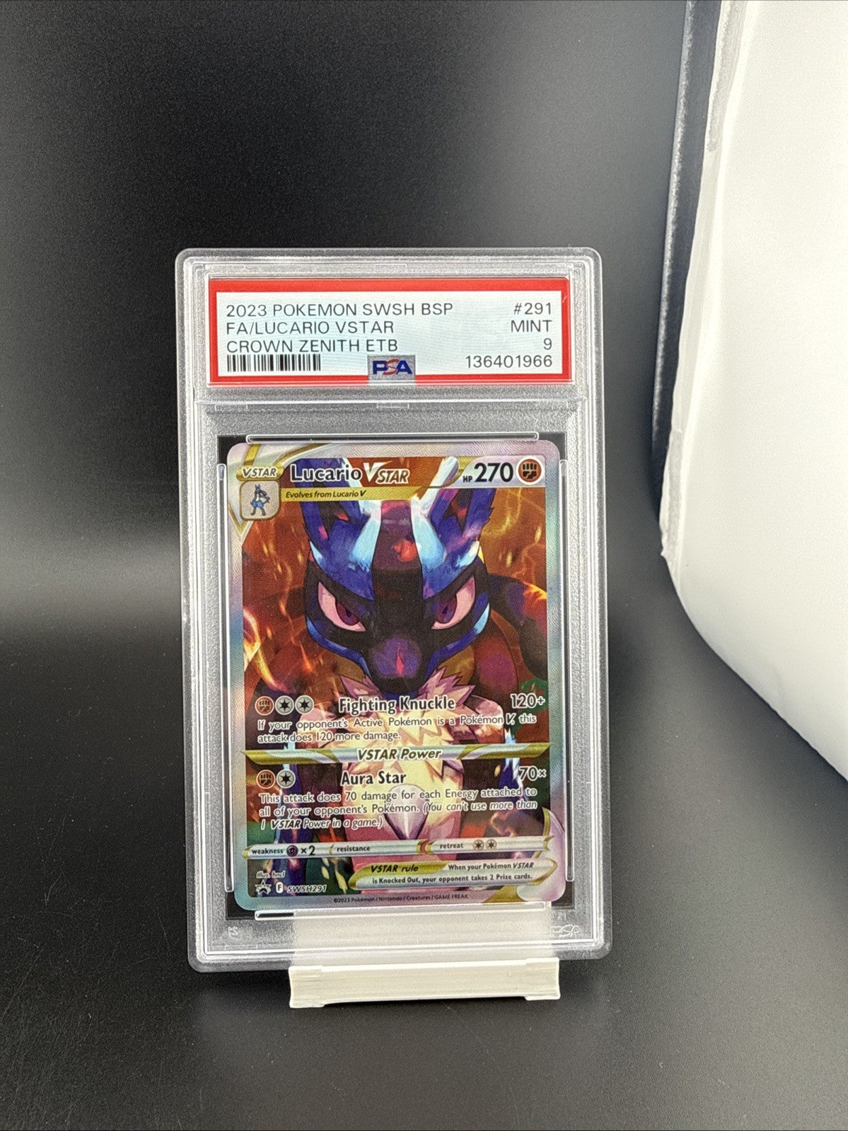 Pokemon Sword & Shield Lucario VSTAR Crown Zenith ETB SWSH291 PSA 9