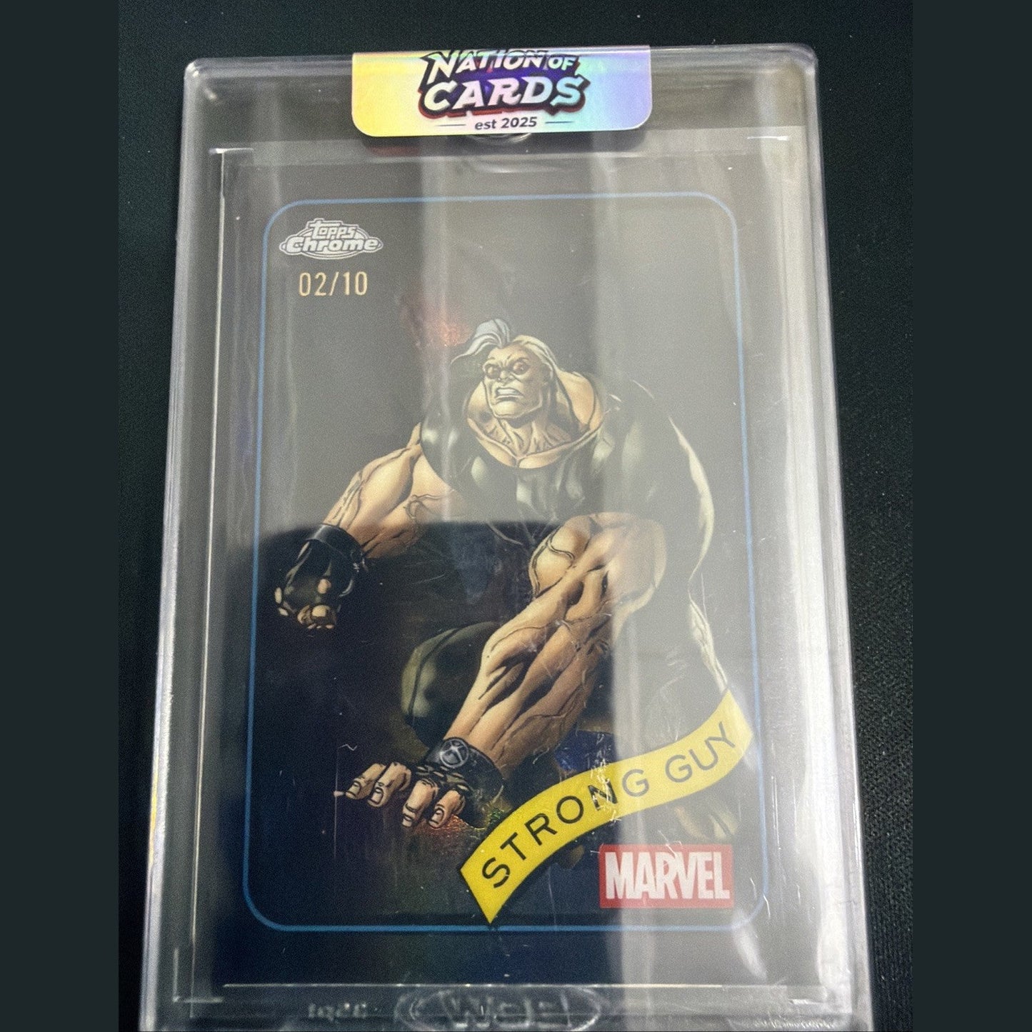 2025 Topps Chrome Marvel Sapphire Strong Guy Black /10