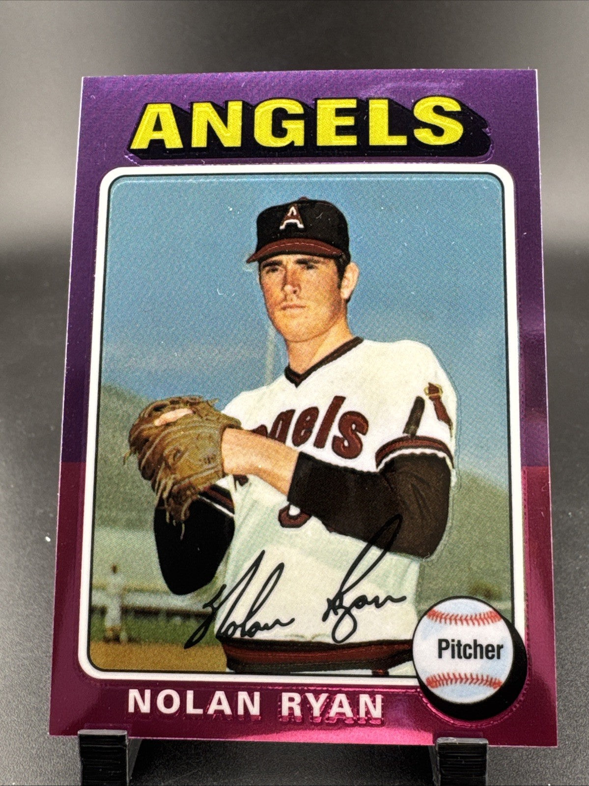 1999 Topps Finest Chrome Nolan Ryan HOF Reprints Refractor 1975 Topps #8 Angels