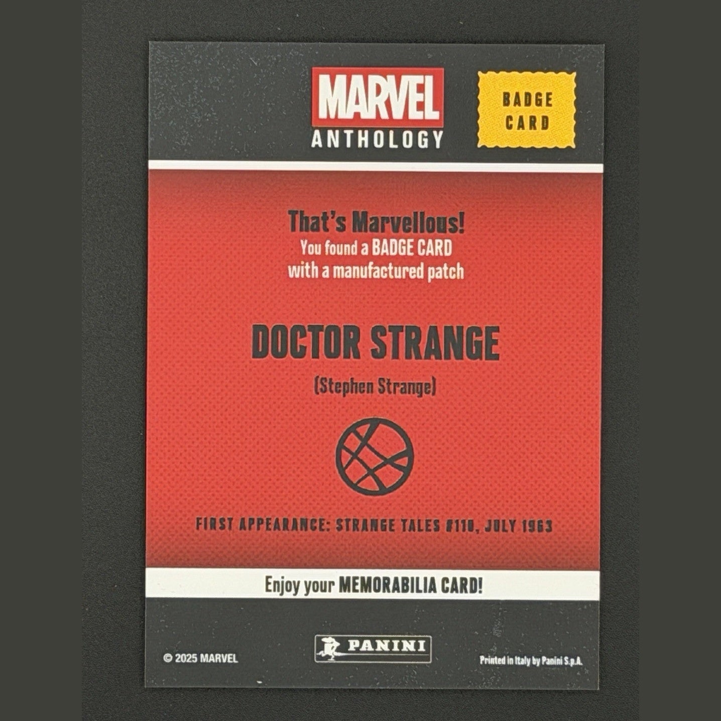 Doctor Strange 2025 Panini Marvel Anthology Memorabilia Patch Premium MCU