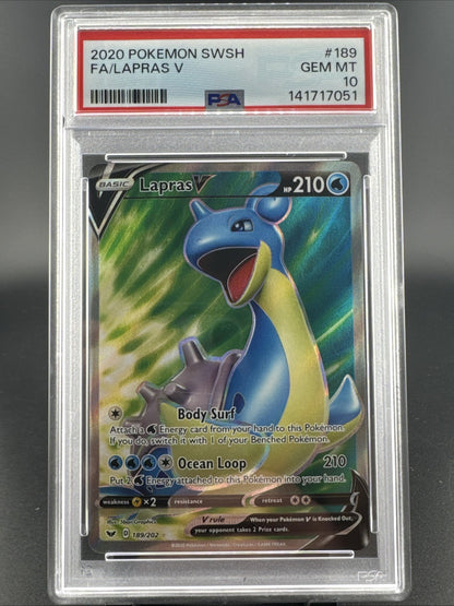 Lapras V (Full Art) 189/202 Swsh01: Sword & Shield Holo PSA 10