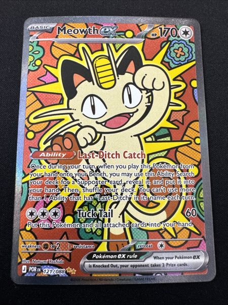 Pokémon Meowth EX Full Art Holo Rare 121/088 Me03: Perfect Order