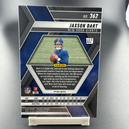 2025 Panini Mosaic - Jaxson Dart #362 Reactive Purple Mosaic Prizm (RC) - Giants