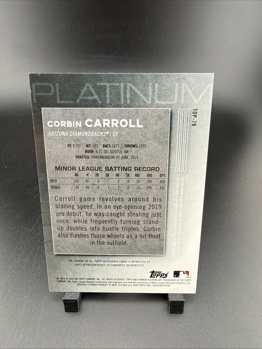 2020 Bowman Platinum Corbin Carroll Purple RC Auto #TOP-79 188/199