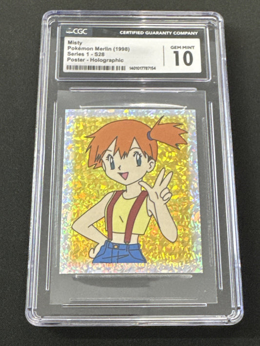 1998 Pokemon Merlin Sticker Series 1 Misty CGC 10 U.K. #S28 Poster Holographic