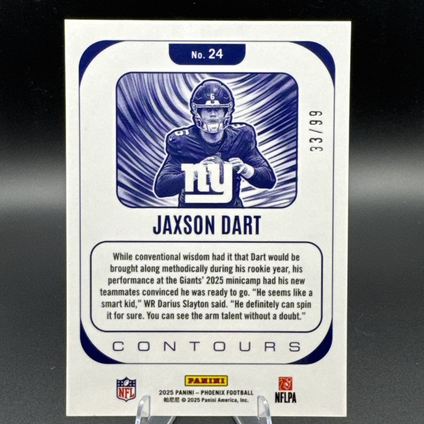 JAXSON DART RC 33/99 - SP GREEN PRIZM CONTOURS #24 - 2025 Panini Phoenix RC