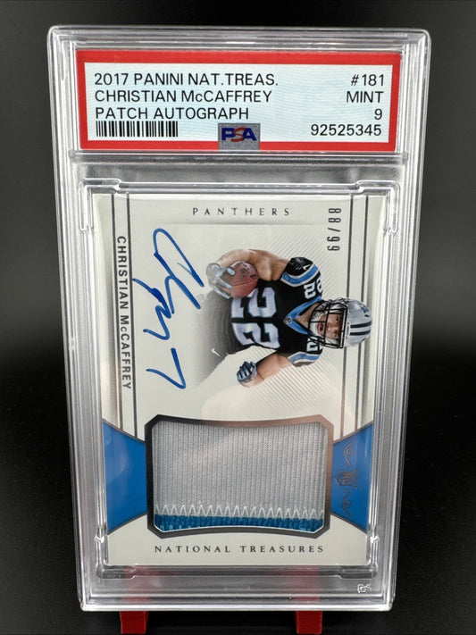 2017 Panini Nat-Treasures RC Patch Auto 88/99 Christian McCaffrey #181 PSA 9