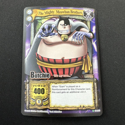 Bandai One Piece CCG Card Butchie The Mighty Meowban Brothers Holo Quest Begins
