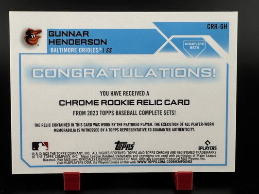 2023 Topps Complete Set - Chrome Rookie Relics Gunnar Henderson #CRR-GH