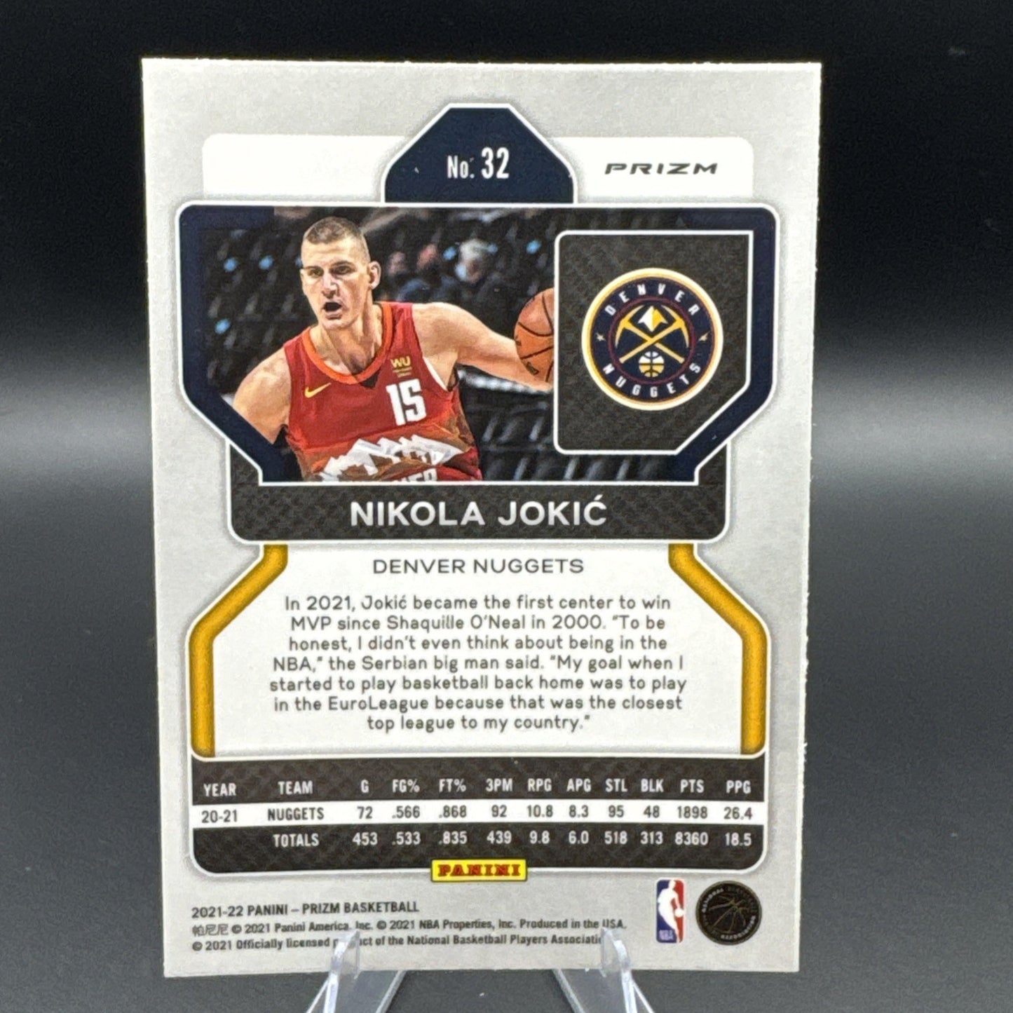 2021/22 Panini Prizm Nikola Jokic Orange Hyper Prizm SSP #32