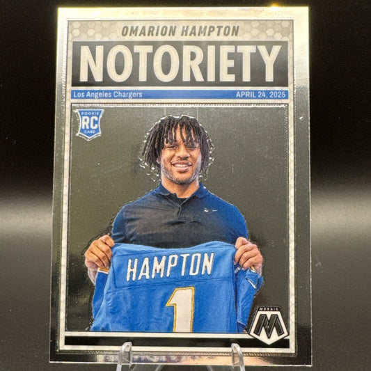 2025 Omarion Hampton RC Panini Mosaic Notoriety Insert Rookie Card-#20 Chargers