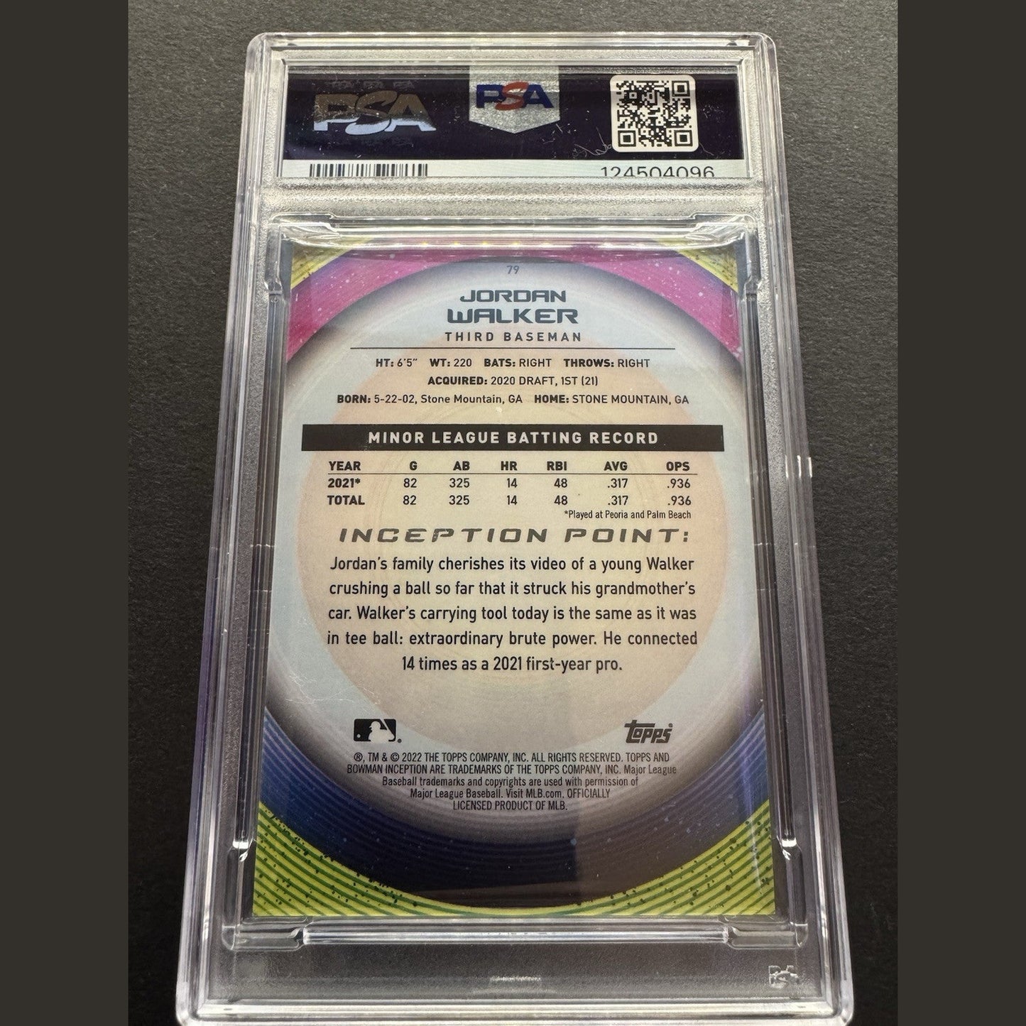 2022 Bowman Inception Gold Foil Pattern II 33/50 Jordan Walker #79 PSA 10