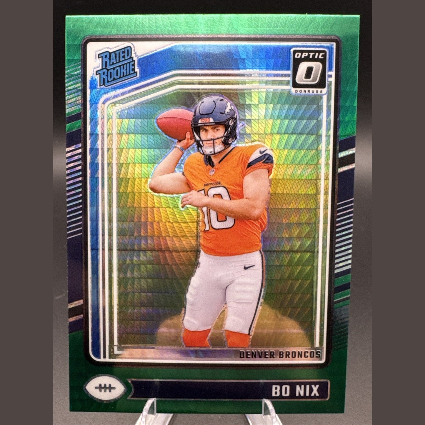 2024 Bo Nix Green Hyper Optic SP Rated Rookie #209 Panini Donruss Prizm Broncos